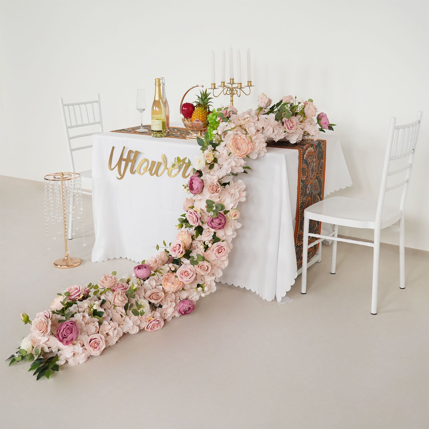 Uflower Artificial Flower Row Sofa Table Runner Floor Flower Arrangement